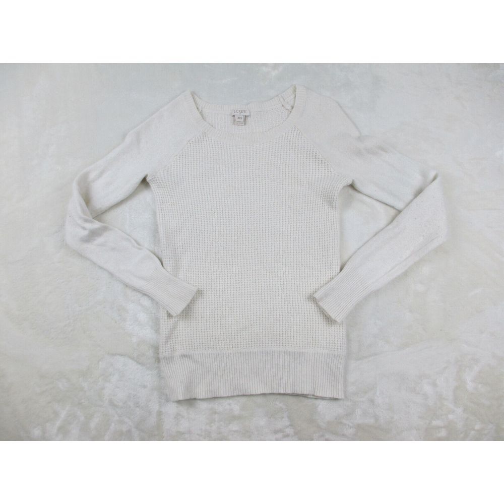 J Crew Sweater Womens XXS White Knit Viscose‎ Blend Pullover Casual Ladies*